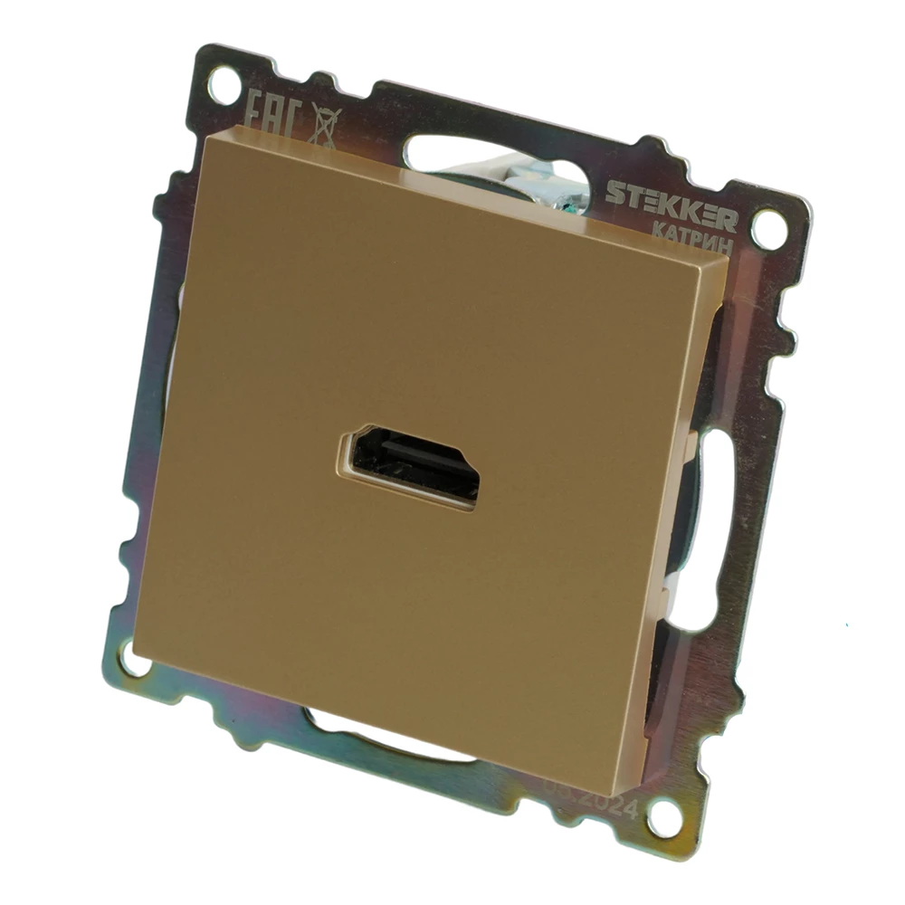 Розетка HDMI 2.1, Type A (механизм), STEKKER, GLS00-7118-08, серия Катрин, золото (50060) - Viokon.com