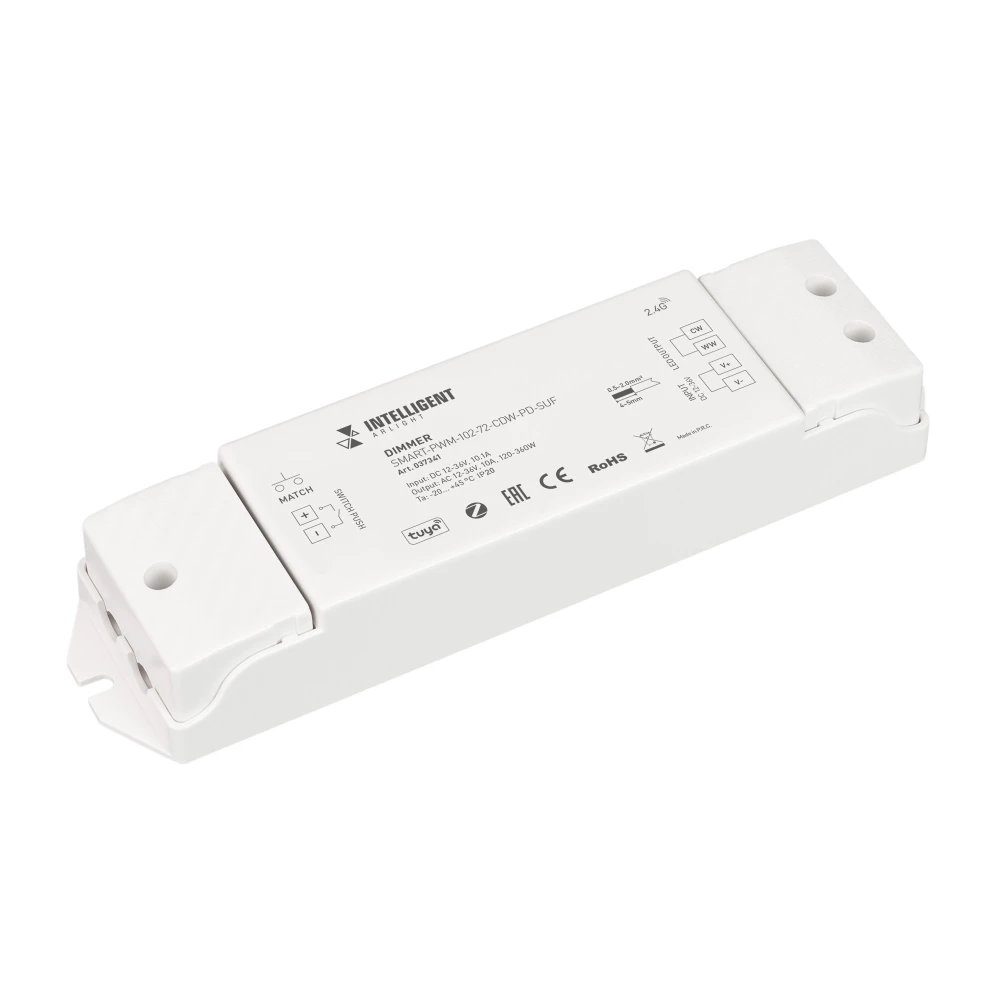 INTELLIGENT ARLIGHT Диммер SMART-PWM-102-72-CDW-PD-SUF (12-36V, 2x5A, ZB, 2.4G) (IARL, Контроллер) 037341 - Viokon.com