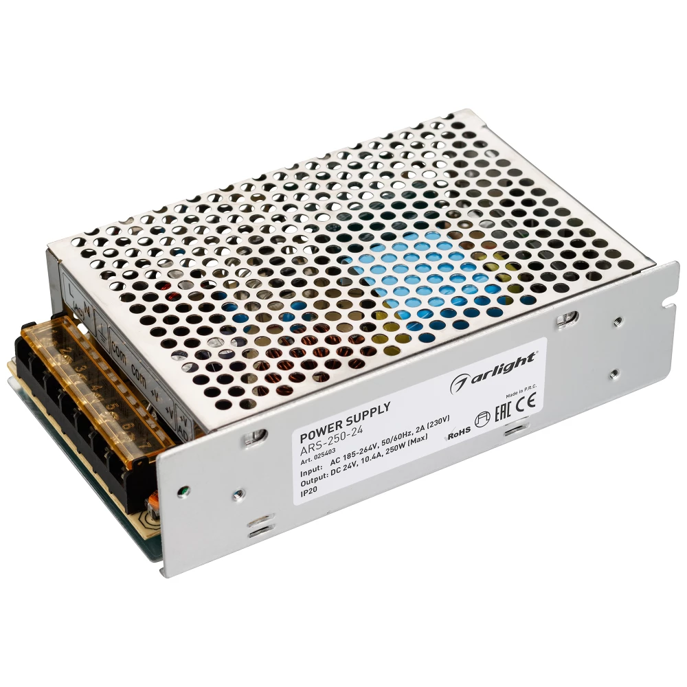 Блок питания ARS-250-24 (24V, 10.4A, 250W) (Arlight, IP20 Сетка, 2 года) 025403 - Viokon.com