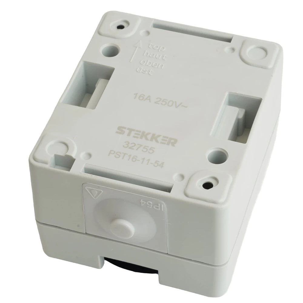 Розетка 1-местная с крышкой с/з STEKKER, PST16-11-54, пластик АВS, 250В, 16А, IP54, серый/графит (32755) - Viokon.com