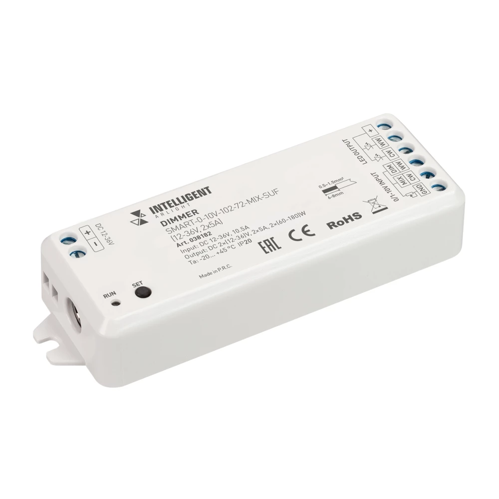 INTELLIGENT ARLIGHT Диммер SMART-0-10V-102-72-MIX-SUF (12-36V, 2x5A) (IARL, IP20 Пластик, 5 лет) 038182 - Viokon.com
