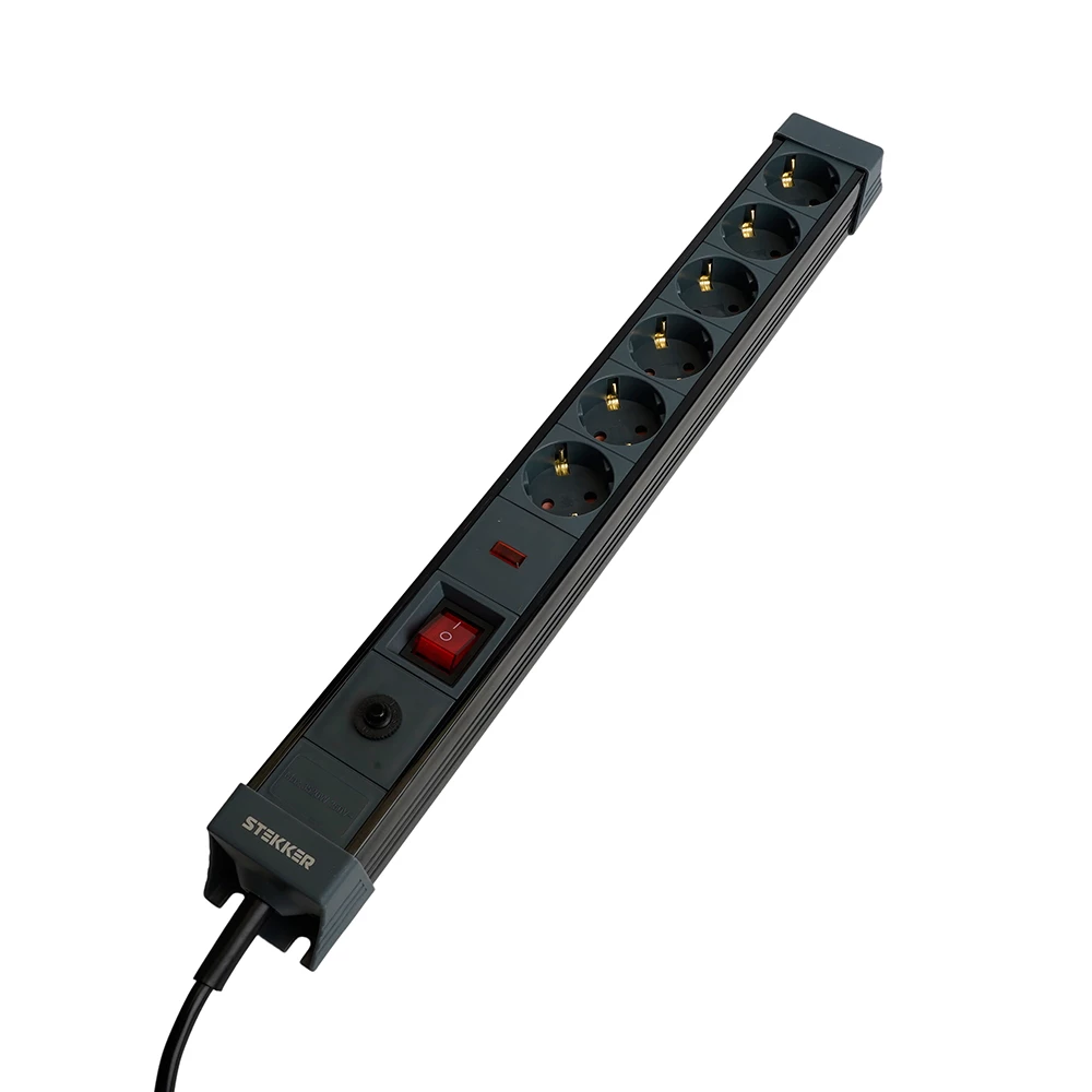 Сетевой фильтр 6-местный с/з STEKKER 3x1мм2, 5 м, 250В, 16А, серия Techno, HM22-61-05, черный (50161) - Viokon.com