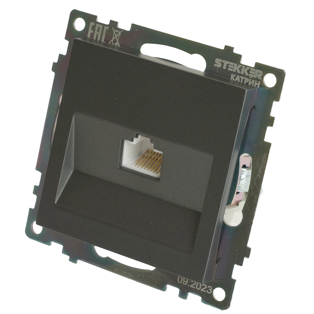 Розетка компьютерная 1-местная RJ-45 (механизм), серия Катрин, графит, GLS00-7107-06 (49418) - Viokon.com