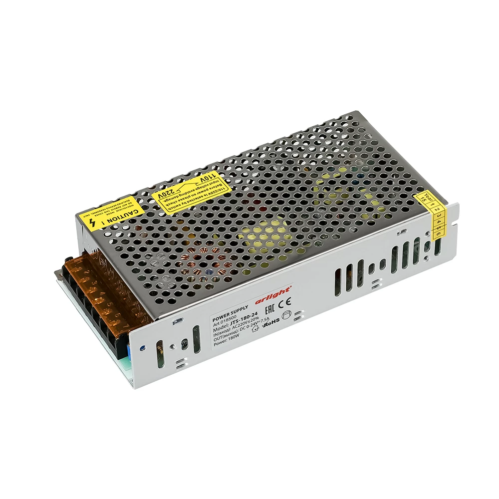 Блок питания JTS-180-24 (0-24V, 7.5A, 180W) (Arlight, IP20 Сетка, 2 года) 018500 - Viokon.com