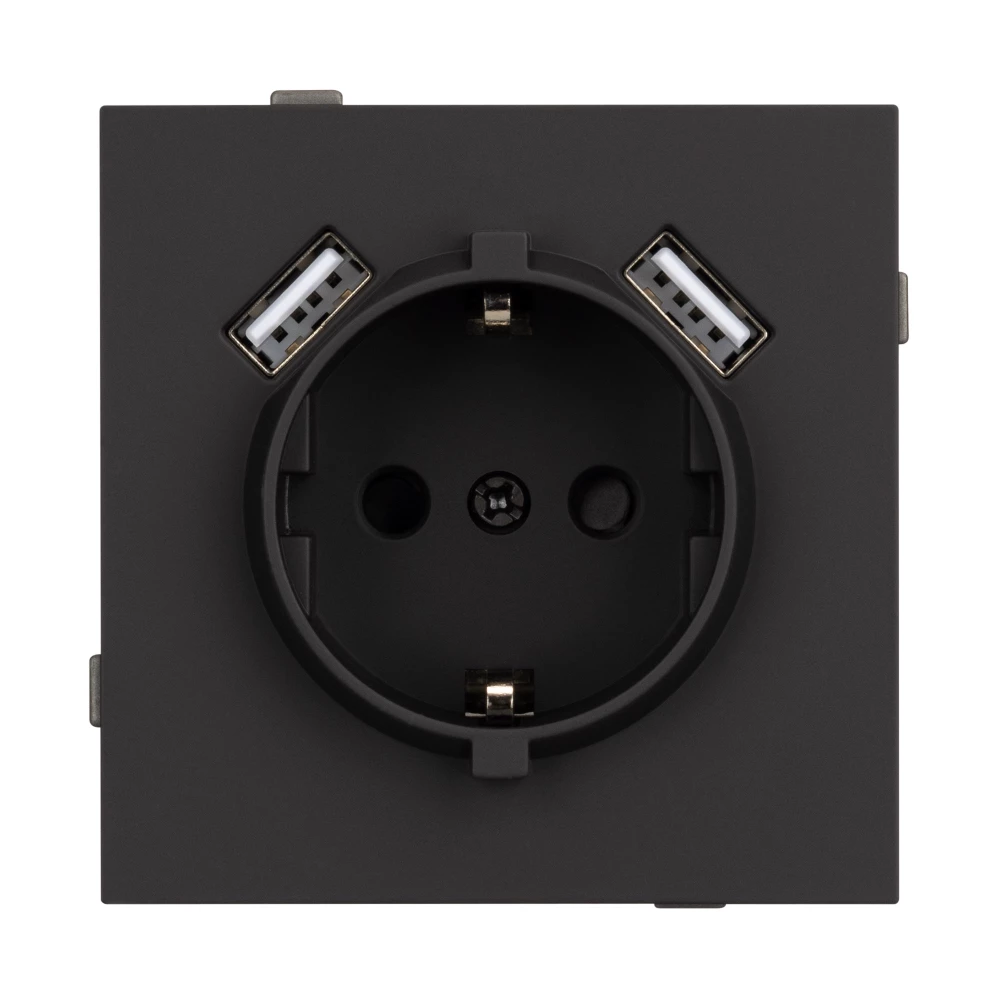 Механизм розетки с USB зарядкой SCT-TENDO-MUAA-SFPL-BK (230V, 16A) (Arlight, Матовый черный) 054603 - Viokon.com