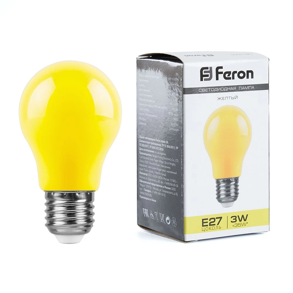 Лампа светодиодная Feron LB-375 E27 3W матовая 230V желтая (25921) - Viokon.com