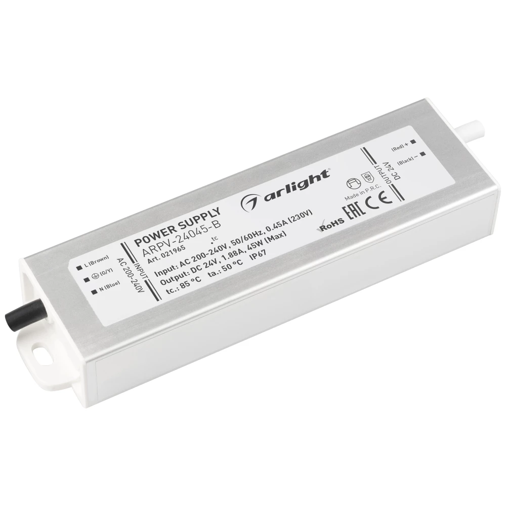 Блок питания ARPV-24045-B (24V, 1.9A, 45W) (Arlight, IP67 Металл, 3 года) 021965 - Viokon.com