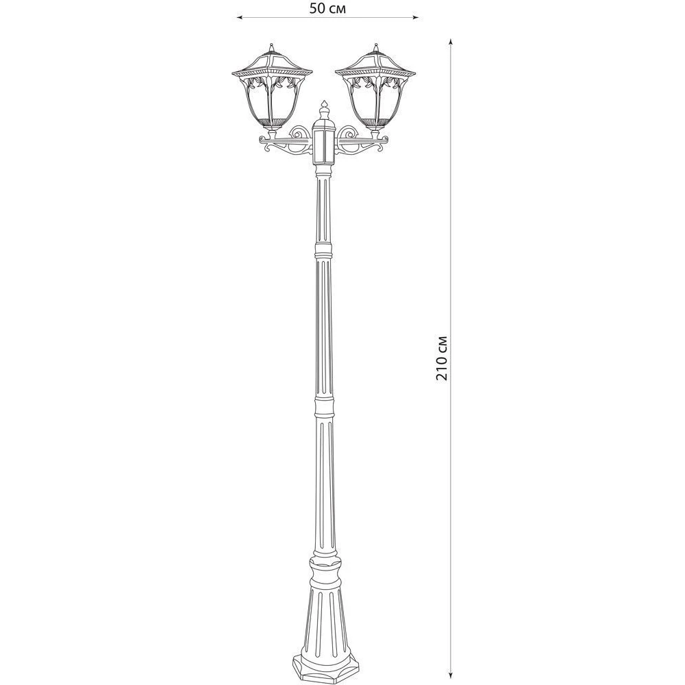Светильник садово-парковый Feron PL4078 столб четырехгранный 2*60W E27 230V, черное золото (11487) - Viokon.com