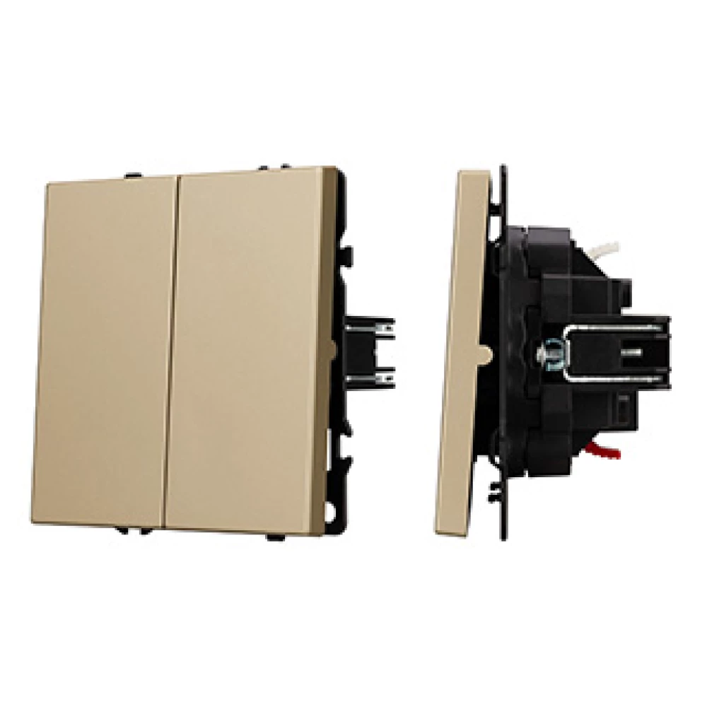 Механизм выключателя двухклавишный проходной SWT-NOBE-MKP2-SFPL-GD (230V, 10A) (Arlight, Золотой песок) 054256 - Viokon.com