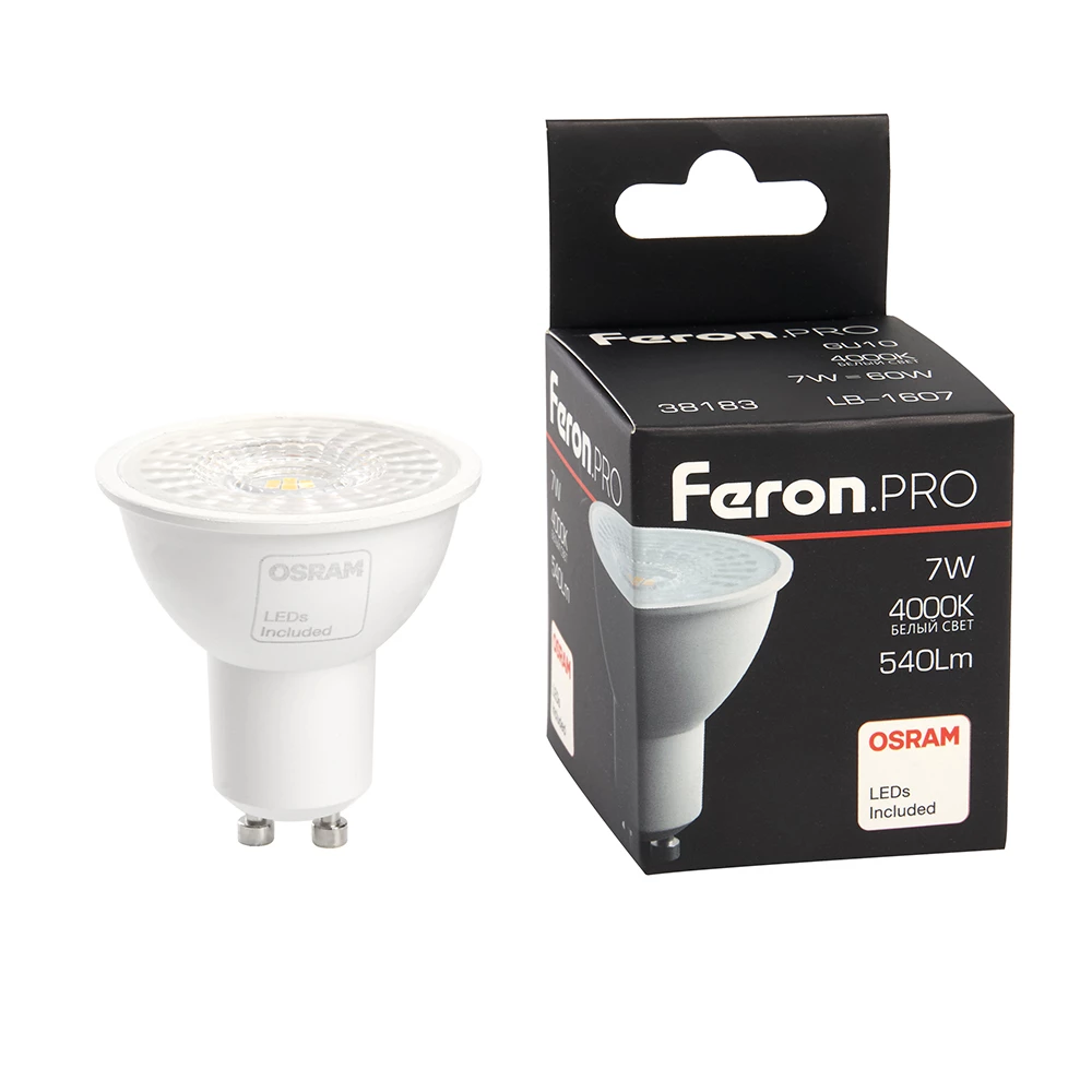 Лампа светодиодная Feron.PRO LB-1607 GU10 7W 175-265V 4000K (38183) - Viokon.com