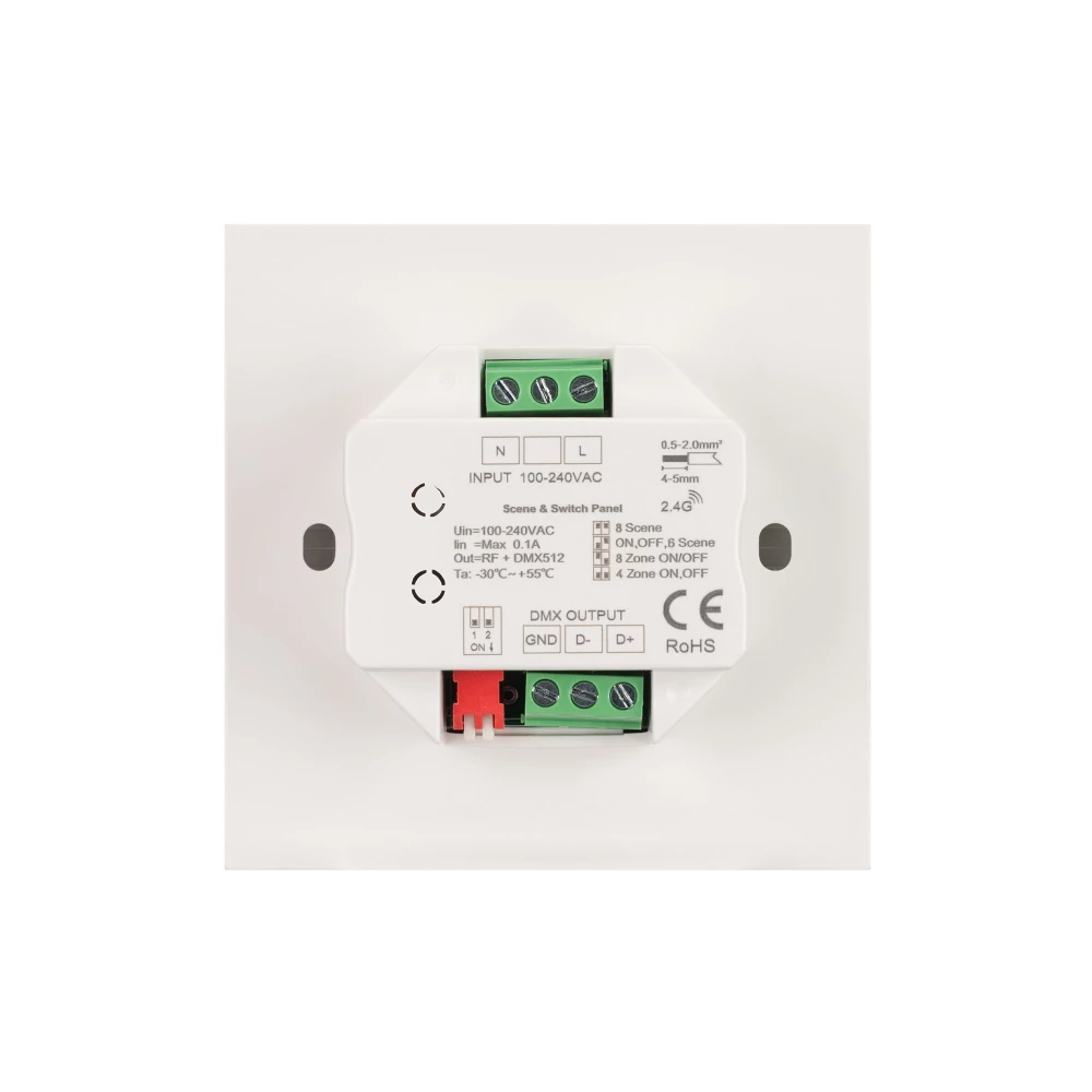 INTELLIGENT ARLIGHT Кнопочная панель SMART-DMX512-801-22-8G-8SC-DIM-IN White (230V, 2.4G) (IARL, IP20 Пластик, 5 лет) 037334 - Viokon.com