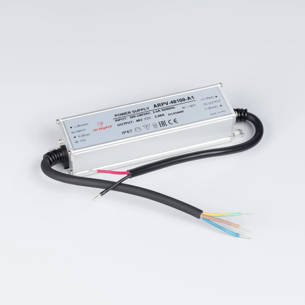 Блок питания ARPV-48100-A1 (48V, 2.08A, 100W) (Arlight, IP67 Металл, 3 года) 034685 - Viokon.com