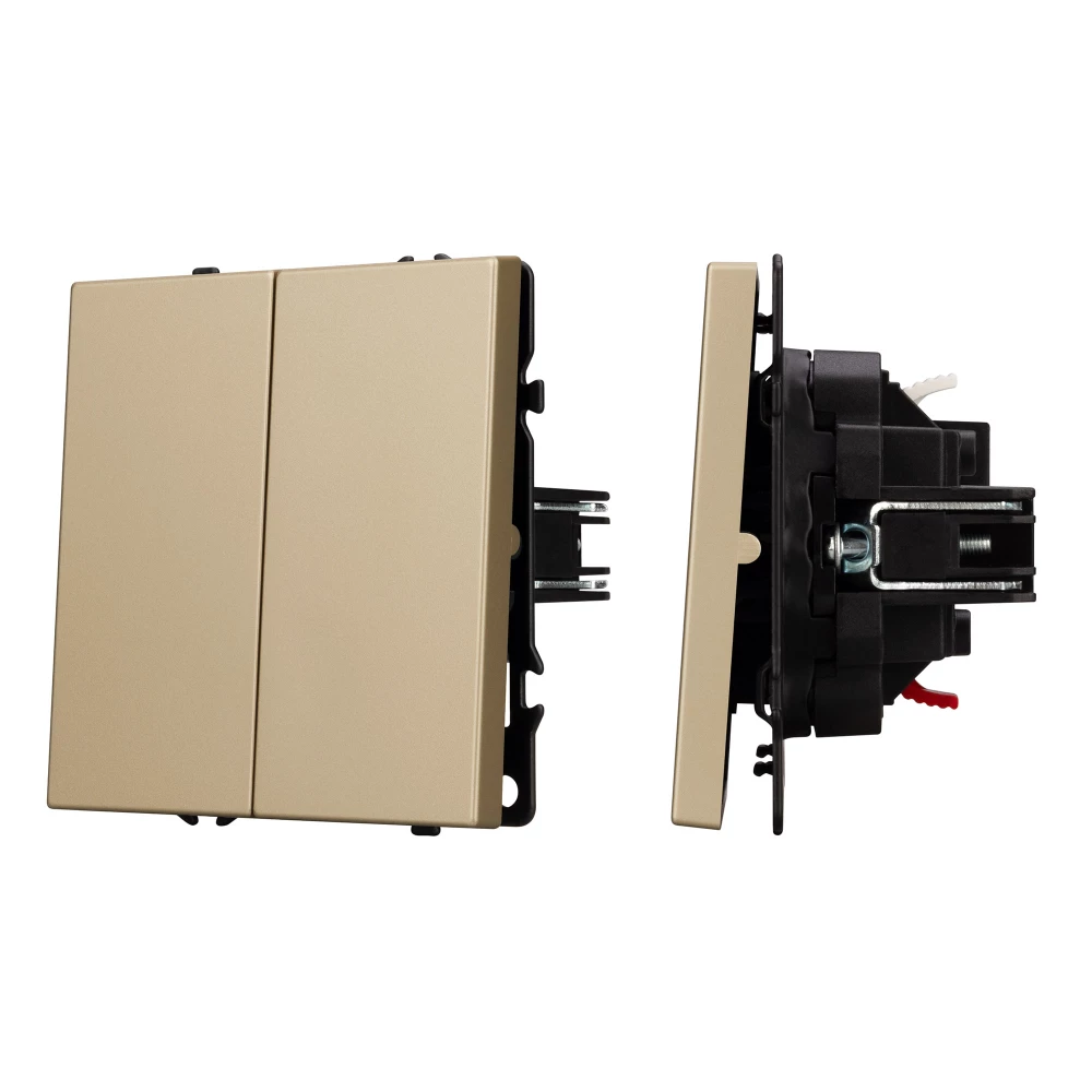 Механизм выключателя двухклавишный непроходной SWT-NOBE-MK02-SFPL-GD (230V, 10A) (Arlight, Золотой песок) 054253 - Viokon.com