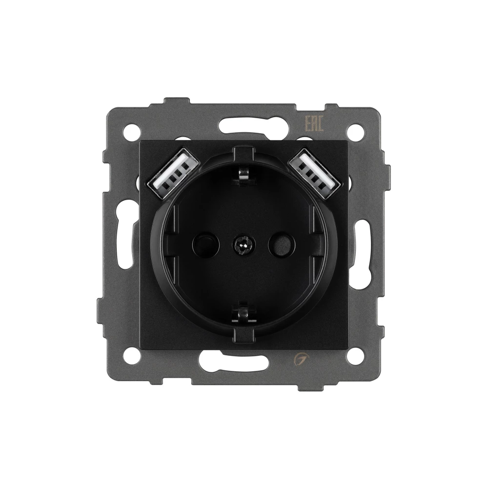 Механизм розетки с USB зарядкой SCT-MUAA-PL-BK-V (250V, 16A) (Arlight, -) 049819 - Viokon.com
