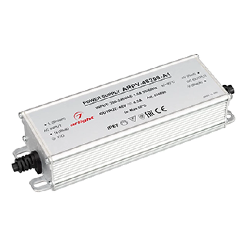 Блок питания ARPV-48200-A1 (48V, 4.2A, 200W) (Arlight, IP67 Металл, 3 года) 034690 - Viokon.com