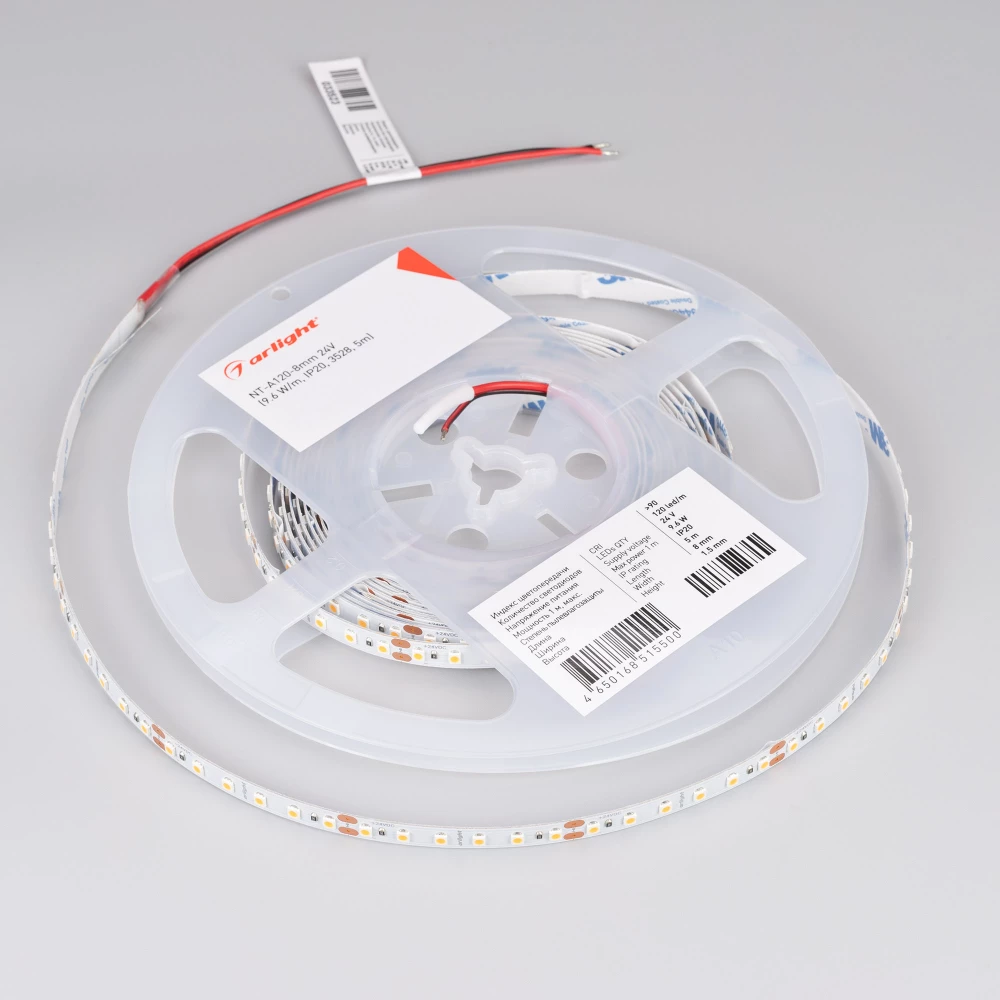 Лента NT-A120-8mm 24V Warm3000 (9.6 W/m, IP20, 3528, 5m) (Arlight, Открытый) 033522 - Viokon.com