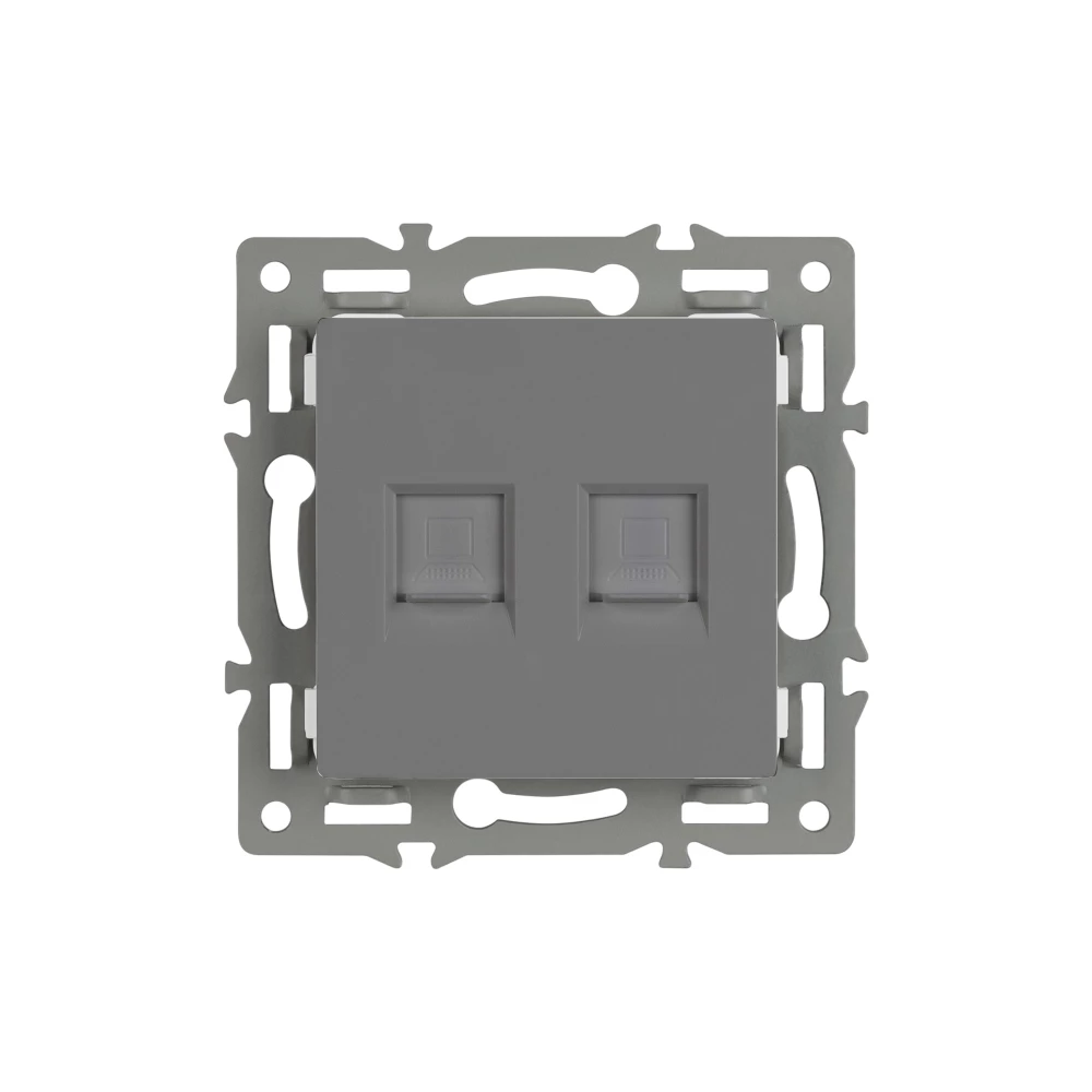 Механизм компьютерной розетки двойной SCT-MPC2-PL-GR (RJ-45, CAT6) (Arlight, -) 045338 - Viokon.com