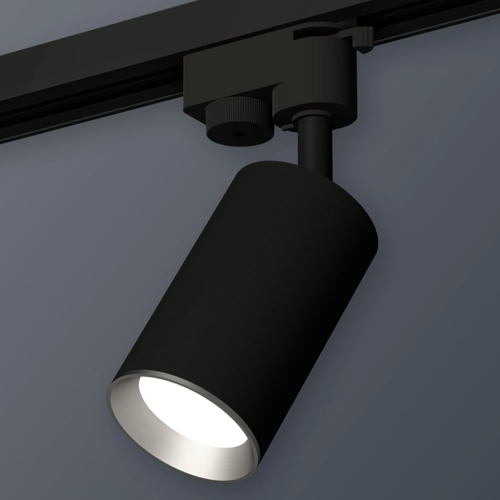 Комплект трекового однофазного светильника XT6323004 SBK/PSL черный песок/серебро полированное MR16 GU5.3 (A2521, C6323, N6104) - Viokon.com