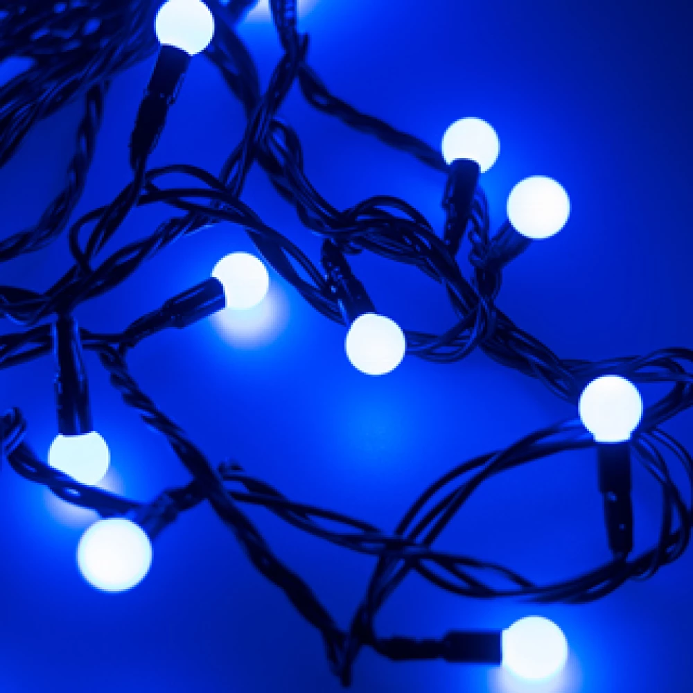Светодиодная гирлянда ARD-BALL-CLASSIC-D13-10000-BLACK-100LED BLUE (230V, 7W) (Ardecoled, IP65) 025570 - Viokon.com