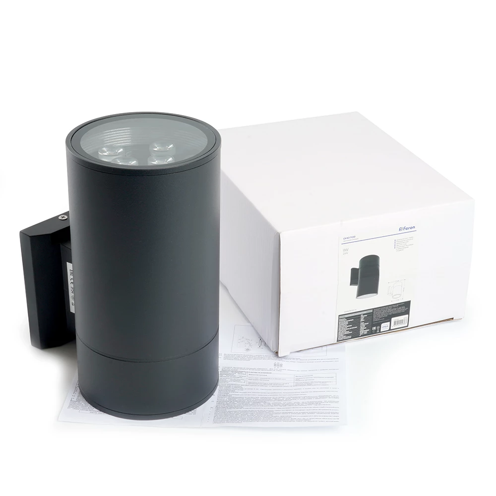 Светильник уличный светодиодный Feron DH0709, 9W, 850Lm, 2700K, черный (48352) - Viokon.com