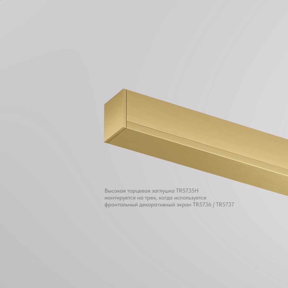 TR5735H-SB Торцевая заглушка высокая для использования с экраном для трека Shine серия Base комплект 2 шт сатинированная латунь алюминий - Viokon.com