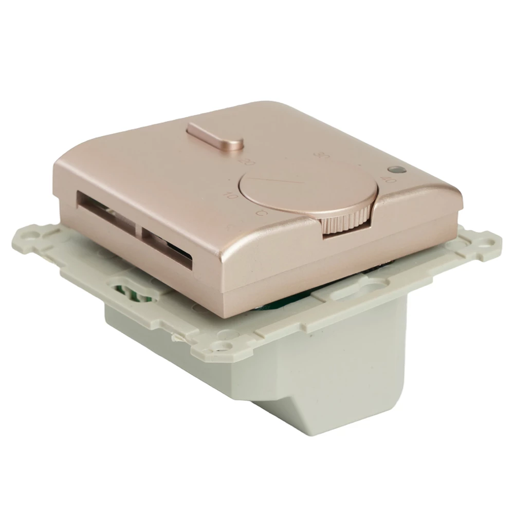 Терморегулятор механический для теплого пола (механизм), STEKKER GLS00-7117-02, 250В, 3500Вт, серия Катрин, шампань (49743) - Viokon.com