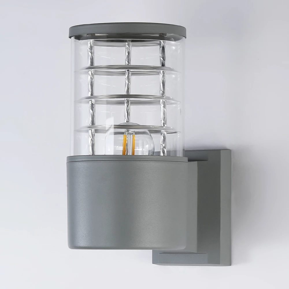 Уличный настенный архитектурный светильник ST2521 GR/CL серый/прозрачный IP54 E27 max 11W 200*110*155 - Viokon.com