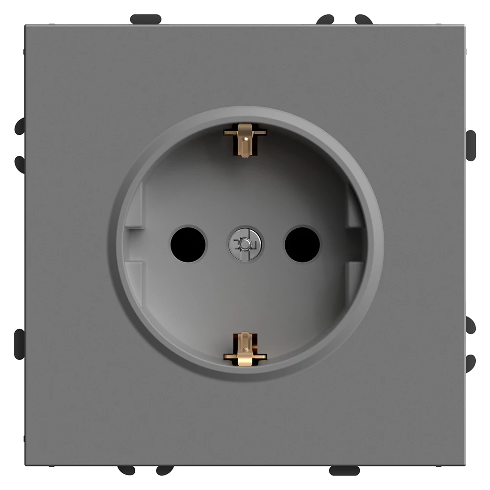 Розетка 1-местная с защитной шторкой с/з (механизм), STEKKER, 250В, 16А, серия Эмили, RST16-5110-10, платиново-серый, soft touch (49958) - Viokon.com