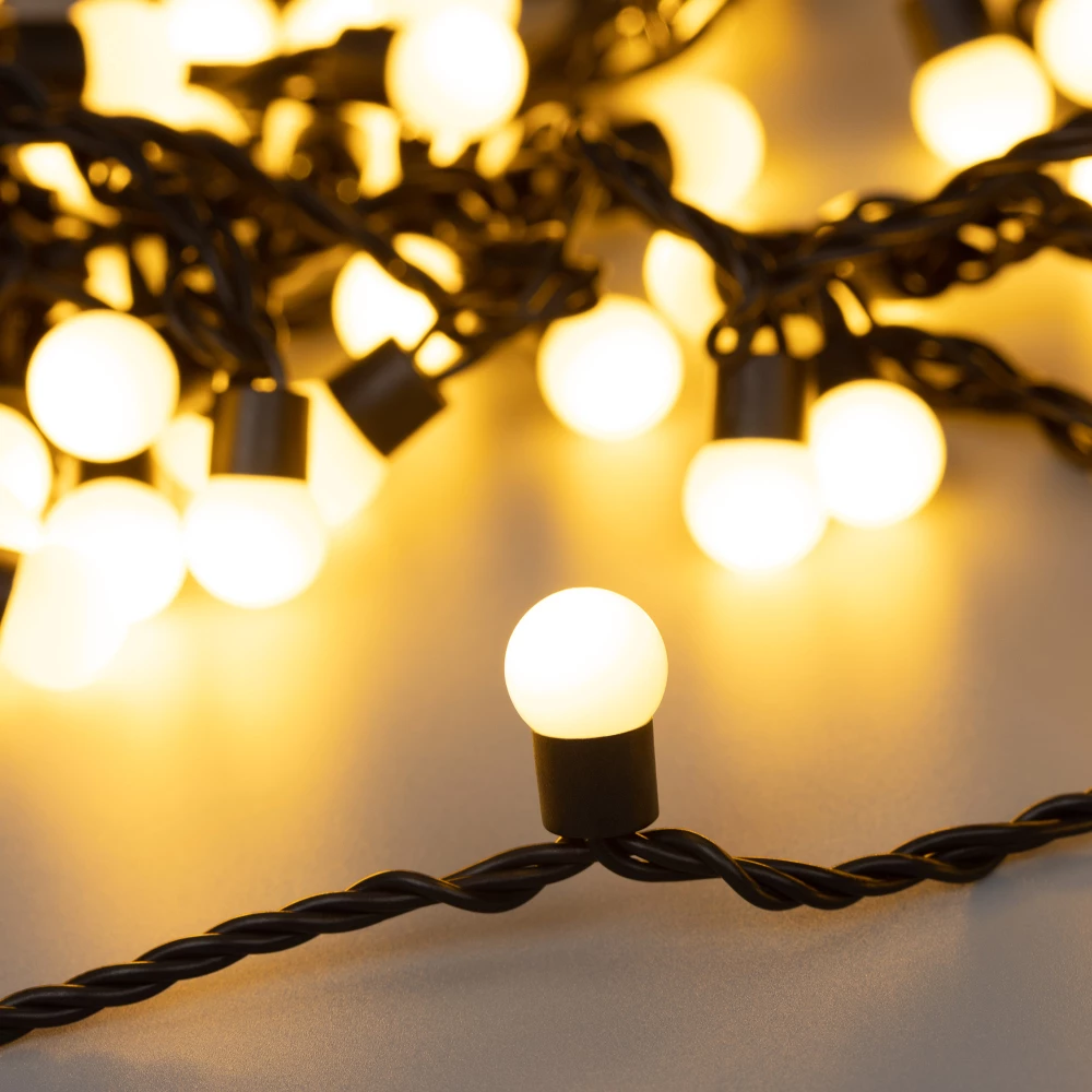 Светодиодная гирлянда ARD-BALL-CLASSIC-D17.5-10000-BLACK-100LED WARM (230V, 7W) (Ardecoled, IP65) 025584 - Viokon.com