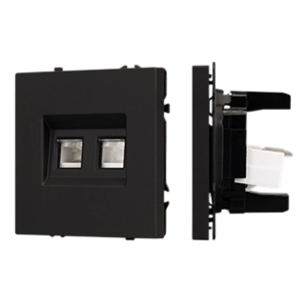 Механизм сдвоенной компьютерной розетки SCT-NOBE-MPC2-SFPL-BK (RJ-45, CAT6) (Arlight, Черный оникс) 054313 - Viokon.com
