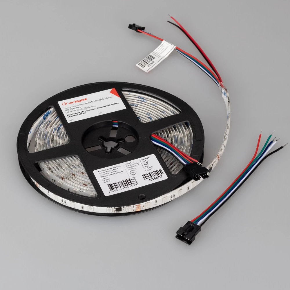 Лента герметичная DMX-SE-B60-10mm 24V RGB-PX6 (14 W/m, IP65, 5060, 5m) (Arlight, -) 039607 - Viokon.com