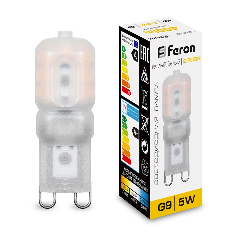 Лампа светодиодная Feron LB-430 G9 5W 230V 2700K (25636) - Viokon.com