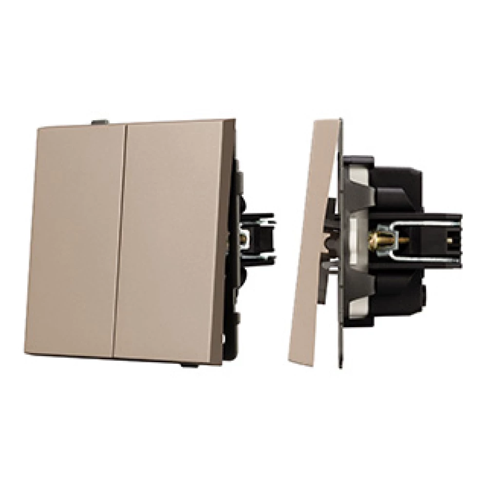 Механизм выключателя двухклавишный непроходной SWT-TENDO-MK02-PL-GD (230V, 10A) (Arlight, Песочный) 054061 - Viokon.com