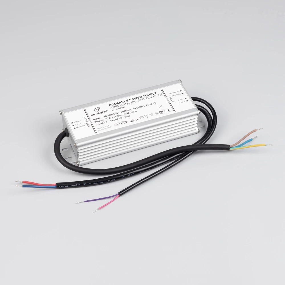 Блок питания ARPV-UH24200-PFC-DALI2-PH (24V, 8.3A, 200W) (Arlight, IP67 Металл, 7 лет) 028108(2) - Viokon.com