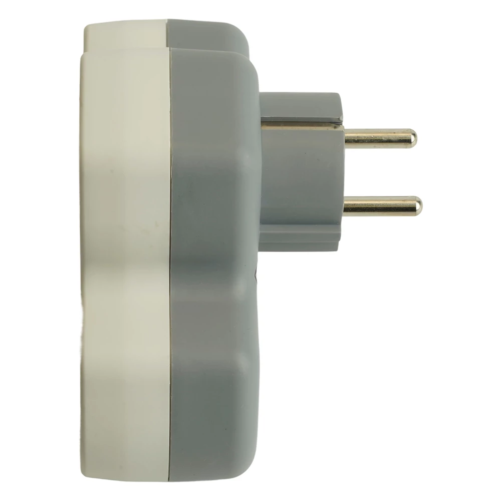 Разветвитель сетевой 2-местный с/з STEKKER ADP16-15-20, 250V, 16A и USB+Type C на 2.4А, белый/серый (50071) - Viokon.com