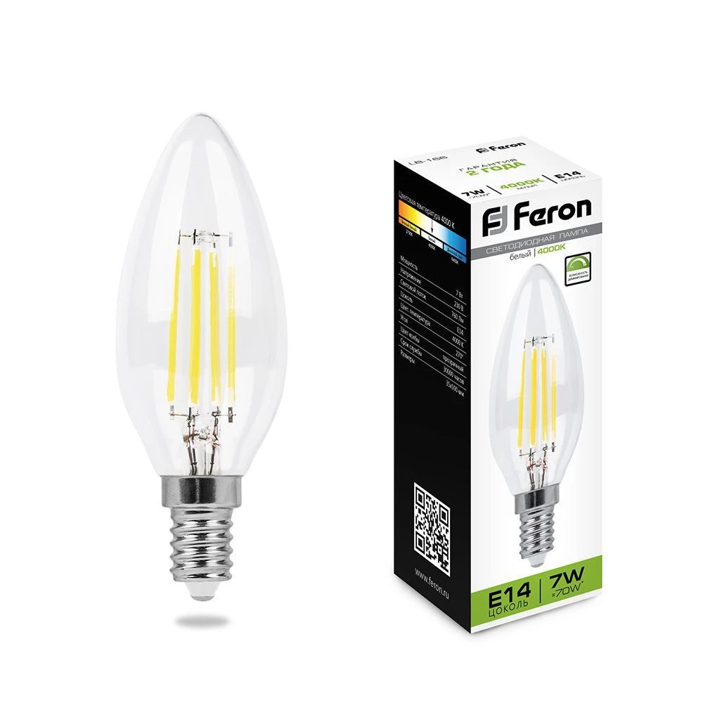 Лампа светодиодная диммируемая Feron LB-166 Свеча E14 7W 230V 4000K (25871) - Viokon.com