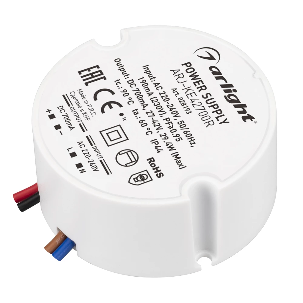 Блок питания ARJ-KE42700R (29W, 700mA, PFC) (Arlight, IP44 Пластик, 5 лет) 028193 - Viokon.com