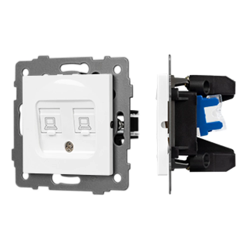 Механизм компьютерной розетки двойной SCT-MPC2-PL-WH-V (RJ-45, CAT6) (Arlight, -) 049854 - Viokon.com
