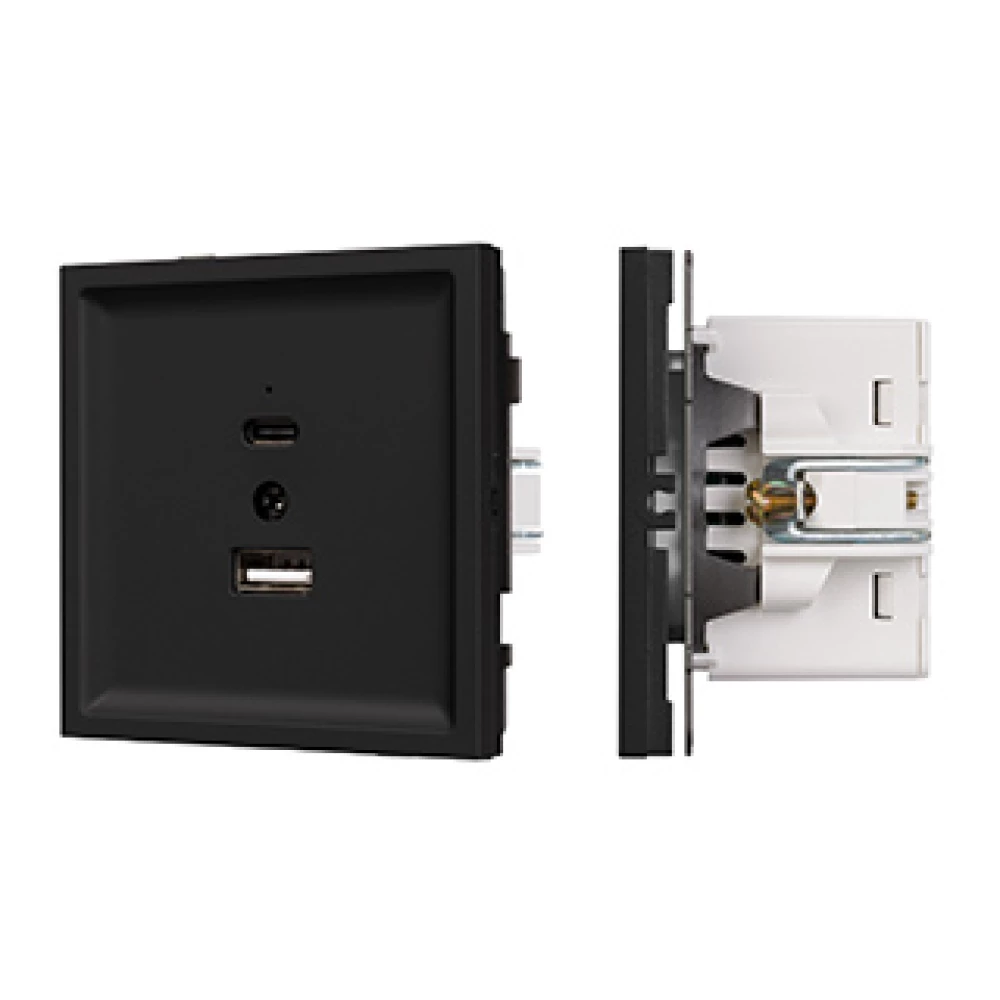 Механизм USB розетки SCT-TENDO-MUAC-SFPL-BK (5V, 3A, QC3) (Arlight, Матовый черный) 054536 - Viokon.com