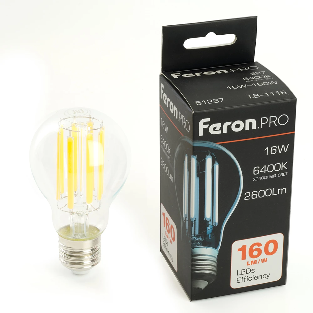 Лампа светодиодная Feron.PRO LB-1116 Шар E27 2600LM 16W 175-265V 6400K (51237) - Viokon.com