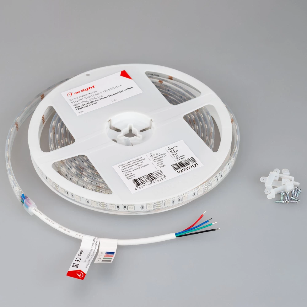 Лента герметичная RTW-PU-B60-12.5mm 12V RGB (14.4 W/m, IP68, 5060, 5m) (Arlight, -) 029599(2) - Viokon.com