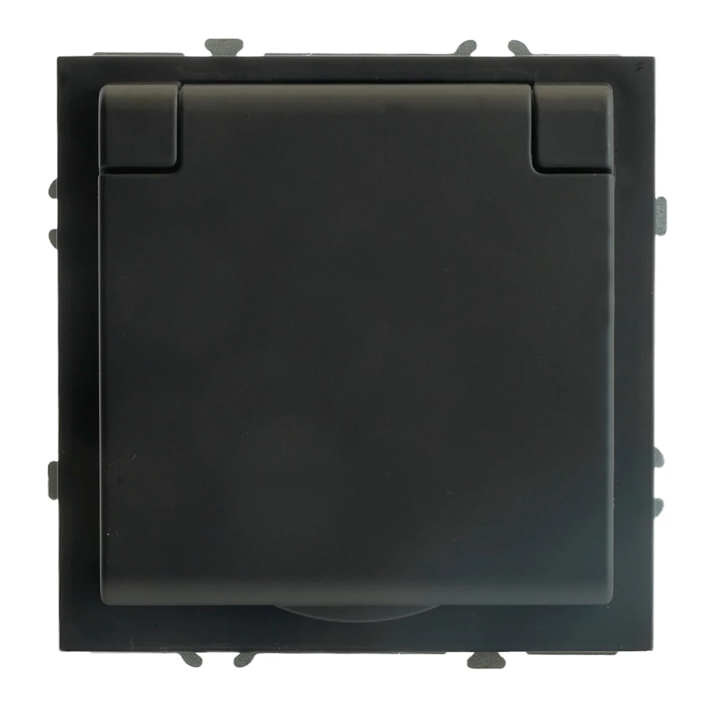 RST16-5113-05 Розетка 1-местная с крышкой с защ. штор STEKKER, б/з, 250В, 16А, серия Эмили, RST16-5113-05, черный уголь, soft touch (49852) - Viokon.com