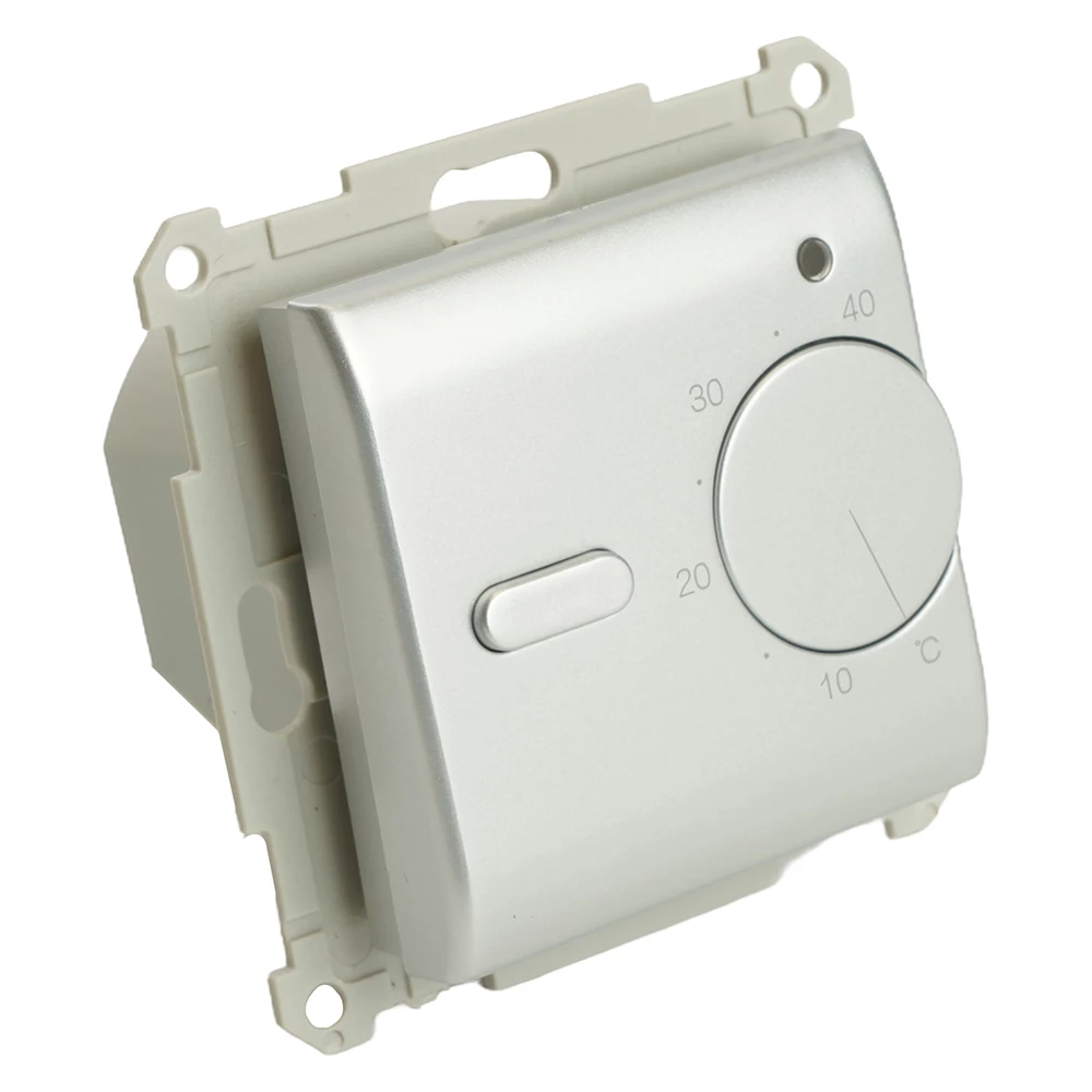 Терморегулятор механический для теплого пола (механизм), STEKKER GLS00-7117-03, 250В, 3500Вт, серия Катрин, серебро (49742) - Viokon.com