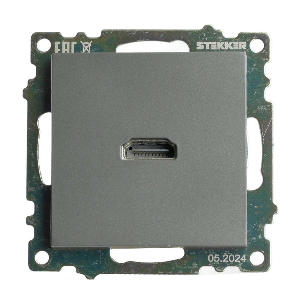 Розетка HDMI 2.1, Type A (механизм), серия Катрин, графит, GLS00-7118-06 (50059) - Viokon.com