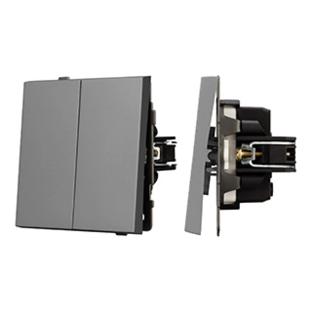 Механизм выключателя двухклавишный непроходной SWT-TENDO-MK02-PL-GR (230V, 10A) (Arlight, Графитовый) 054060 - Viokon.com