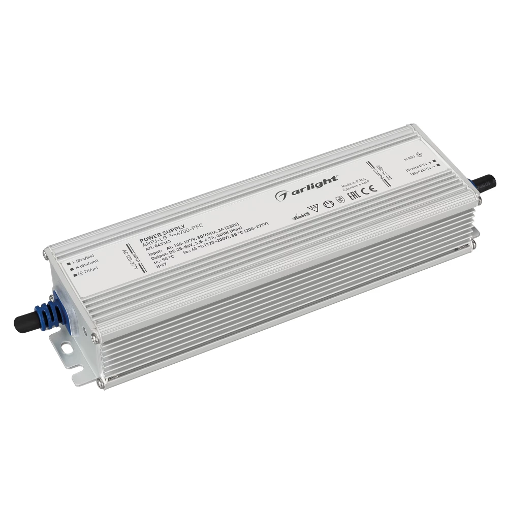 Блок питания ARPJ-LG-566700-PFC (240W, 25-56V, 3.5-6.7A) (Arlight, IP67 Металл, 5 лет) 043363 - Viokon.com