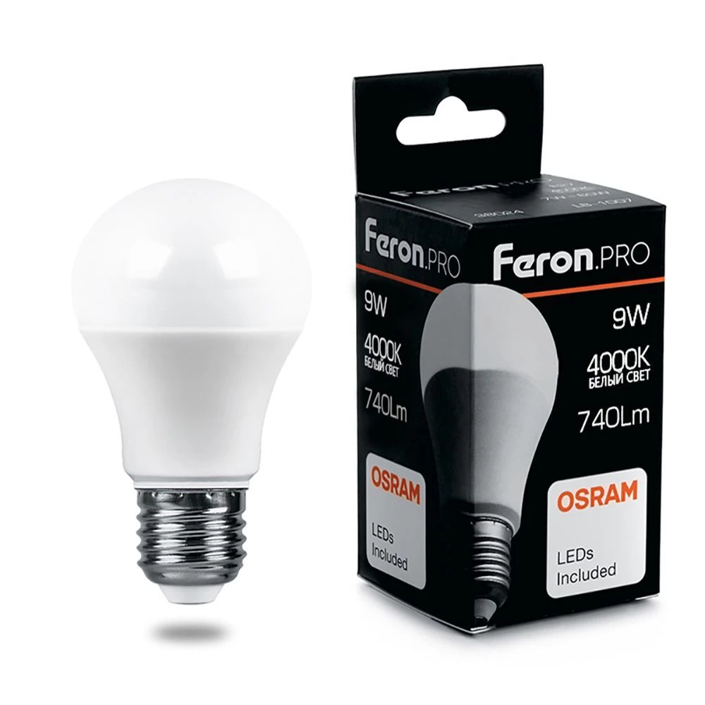 Лампа светодиодная Feron.PRO LB-1009 Шар E27 9W 175-265V 4000K (38027) - Viokon.com
