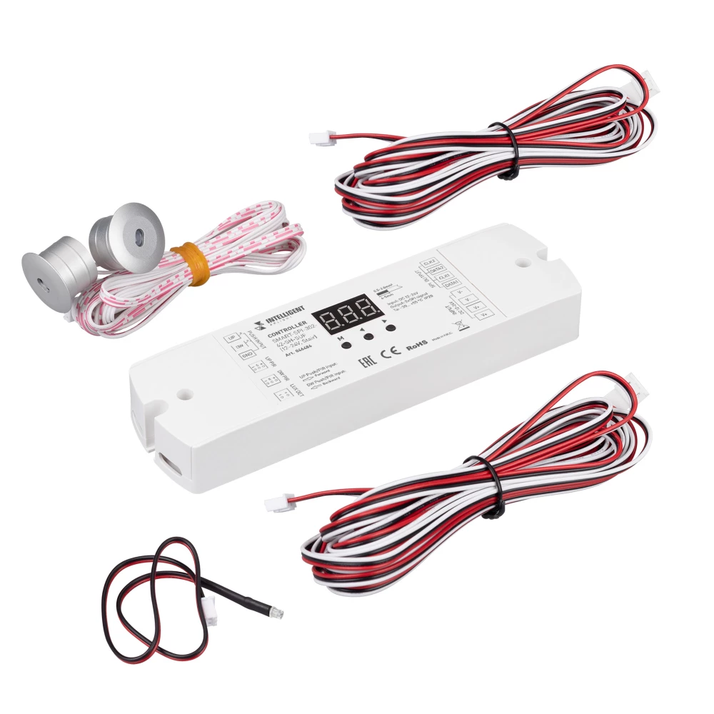 INTELLIGENT ARLIGHT Контроллер лестничный SMART-SPI-302-62-SH-SUF (12-24V, Stair) (IARL, IP20 Пластик, 5 лет) 046486 - Viokon.com