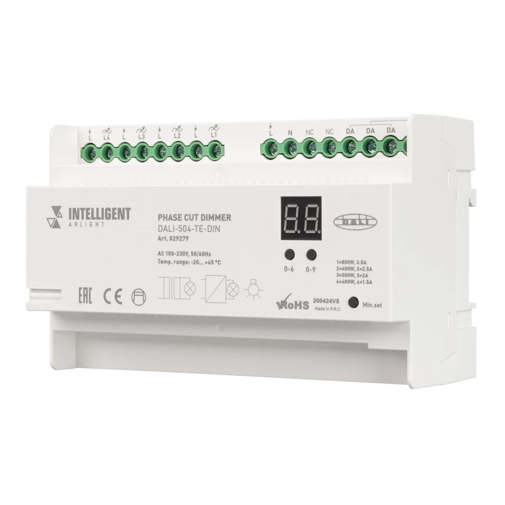 INTELLIGENT ARLIGHT Диммер DALI-504-TE-DIN(230V, 4x2A) (IARL, -) 029279 - Viokon.com