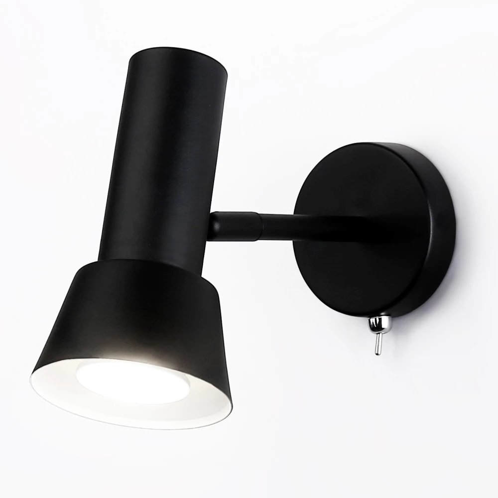 Настенный светильник с выключателем и сменной лампой GU10 TA13129 BK черный GU10 max 12W D85*L150*H240 - Viokon.com